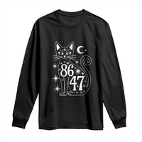 86 47 Celestial Black Cat Mystic Long Sleeve Shirt Moon Stars Coded Political Satire