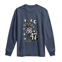 86 47 Celestial Black Cat Mystic Long Sleeve Shirt Moon Stars Coded Political Satire
