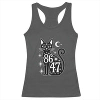86 47 Celestial Black Cat Mystic Racerback Tank Top Moon Stars Coded Political Satire