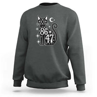 86 47 Celestial Black Cat Mystic Sweatshirt Moon Stars Coded Political Satire