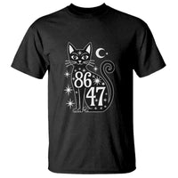 86 47 Celestial Black Cat Mystic T Shirt Moon Stars Coded Political Satire