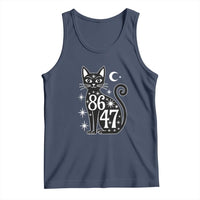 86 47 Celestial Black Cat Mystic Tank Top Moon Stars Coded Political Satire