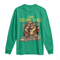 I Am Yelling Carl Graphic Long Sleeve Shirt Funny Angry Cat Typing Keyboard Comic Retro