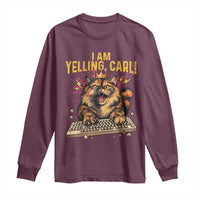 I Am Yelling Carl Graphic Long Sleeve Shirt Funny Angry Cat Typing Keyboard Comic Retro