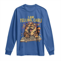 I Am Yelling Carl Graphic Long Sleeve Shirt Funny Angry Cat Typing Keyboard Comic Retro