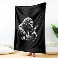 Bigfoot Blowing Dandelion Flower Graphic Throw Blanket Whimsical Sasquatch Profile Artistic Vintage Distressed