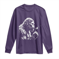 Bigfoot Blowing Dandelion Flower Graphic Long Sleeve Shirt Whimsical Sasquatch Profile Artistic Vintage Distressed