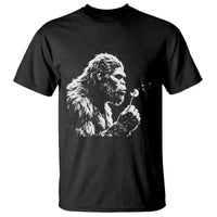 Bigfoot Blowing Dandelion Flower Graphic T Shirt Whimsical Sasquatch Profile Artistic Vintage Distressed