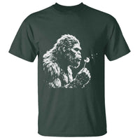 Bigfoot Blowing Dandelion Flower Graphic T Shirt Whimsical Sasquatch Profile Artistic Vintage Distressed