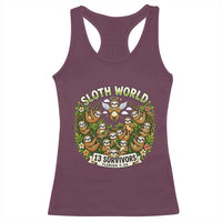 Sloth World 13 Survivors Animal Rescue Racerback Tank Top Memorial Tribute and Florida Wildlife Protection