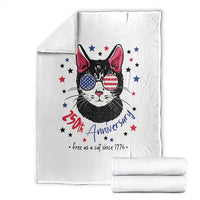 Free As A Cat Since 1776 Funny Patriotic Throw Blanket Cool American Flag Sunglasses Cat 250th Anniversary Semiquincentennial