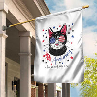 Free As A Cat Since 1776 Funny Patriotic Garden Flag Cool American Flag Sunglasses Cat 250th Anniversary Semiquincentennial