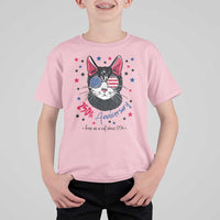 Free As A Cat Since 1776 Funny Patriotic T Shirt For Kid Cool American Flag Sunglasses Cat 250th Anniversary Semiquincentennial