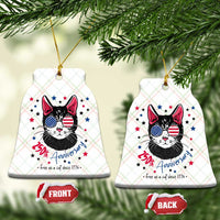 Free As A Cat Since 1776 Funny Patriotic Ceramic Ornament Cool American Flag Sunglasses Cat 250th Anniversary Semiquincentennial