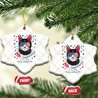 Free As A Cat Since 1776 Funny Patriotic Ceramic Ornament Cool American Flag Sunglasses Cat 250th Anniversary Semiquincentennial