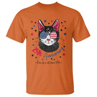 Free As A Cat Since 1776 Funny Patriotic T Shirt Cool American Flag Sunglasses Cat 250th Anniversary Semiquincentennial