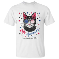 Free As A Cat Since 1776 Funny Patriotic T Shirt Cool American Flag Sunglasses Cat 250th Anniversary Semiquincentennial