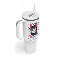 Free As A Cat Since 1776 Funny Patriotic Tumbler With Handle Cool American Flag Sunglasses Cat 250th Anniversary Semiquincentennial