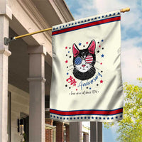 Free As A Cat Since 1776 Funny Patriotic Garden Flag Cool American Flag Sunglasses Cat 250th Anniversary Semiquincentennial