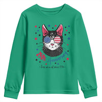 Free As A Cat Since 1776 Funny Patriotic Youth Sweatshirt Cool American Flag Sunglasses Cat 250th Anniversary Semiquincentennial
