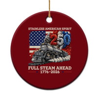 Stainless American Spirit Full Steam Ahead Ceramic Ornament 250 Years Freedom Semiquincentennial Steam Locomotive