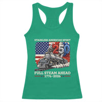Stainless American Spirit Full Steam Ahead Racerback Tank Top 250 Years Freedom Semiquincentennial Steam Locomotive