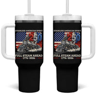 Stainless American Spirit Full Steam Ahead Tumbler With Handle 250 Years Freedom Semiquincentennial Steam Locomotive