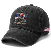 Stainless American Spirit Full Steam Ahead Washed Cotton Baseball Cap 250 Years Freedom Semiquincentennial Steam Locomotive