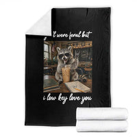 Funny Classroom Raccoon Iced Coffee Teacher Throw Blanket Y'all Were Feral But I Low Key Love You