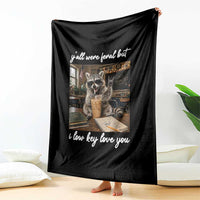 Funny Classroom Raccoon Iced Coffee Teacher Throw Blanket Y'all Were Feral But I Low Key Love You
