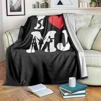 I Heart MJ Dance Silhouette Tribute Throw Blanket Iconic Pop Culture Famous Dance Poses for Music Legend Fans