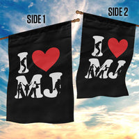 I Heart MJ Dance Silhouette Tribute Garden Flag Iconic Pop Culture Famous Dance Poses for Music Legend Fans