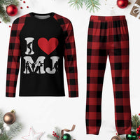 I Heart MJ Dance Silhouette Tribute Plaid Pajama Set Iconic Pop Culture Famous Dance Poses for Music Legend Fans