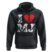 I Heart MJ Dance Silhouette Tribute Hoodie Iconic Pop Culture Famous Dance Poses for Music Legend Fans