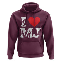 I Heart MJ Dance Silhouette Tribute Hoodie Iconic Pop Culture Famous Dance Poses for Music Legend Fans