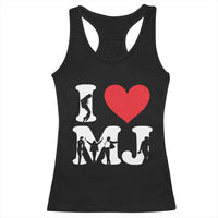 I Heart MJ Dance Silhouette Tribute Racerback Tank Top Iconic Pop Culture Famous Dance Poses for Music Legend Fans
