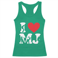 I Heart MJ Dance Silhouette Tribute Racerback Tank Top Iconic Pop Culture Famous Dance Poses for Music Legend Fans