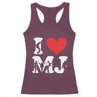 I Heart MJ Dance Silhouette Tribute Racerback Tank Top Iconic Pop Culture Famous Dance Poses for Music Legend Fans