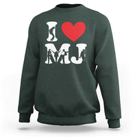 I Heart MJ Dance Silhouette Tribute Sweatshirt Iconic Pop Culture Famous Dance Poses for Music Legend Fans