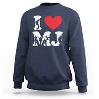 I Heart MJ Dance Silhouette Tribute Sweatshirt Iconic Pop Culture Famous Dance Poses for Music Legend Fans