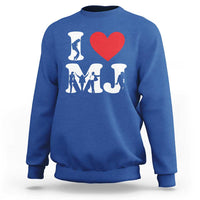 I Heart MJ Dance Silhouette Tribute Sweatshirt Iconic Pop Culture Famous Dance Poses for Music Legend Fans