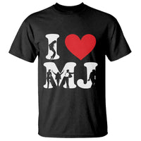 I Heart MJ Dance Silhouette Tribute T Shirt Iconic Pop Culture Famous Dance Poses for Music Legend Fans