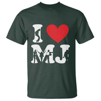 I Heart MJ Dance Silhouette Tribute T Shirt Iconic Pop Culture Famous Dance Poses for Music Legend Fans