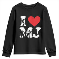 I Heart MJ Dance Silhouette Tribute Youth Sweatshirt Iconic Pop Culture Famous Dance Poses for Music Legend Fans