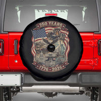 250 Years 1776 to 2026 Ultimate American Landmark Collage Spare Tire Cover Liberty Bell Eagle and US Flag Semiquincentennial Patriotic