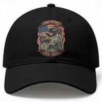 250 Years 1776 to 2026 Ultimate American Landmark Collage Baseball Cap Liberty Bell Eagle and US Flag Semiquincentennial Patriotic