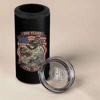 250 Years 1776 to 2026 Ultimate American Landmark Collage 4 in 1 Can Cooler Tumbler Liberty Bell Eagle and US Flag Semiquincentennial Patriotic