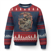 250 Years 1776 to 2026 Ultimate American Landmark Collage Ugly Christmas Sweater Liberty Bell Eagle and US Flag Semiquincentennial Patriotic