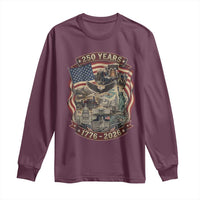 250 Years 1776 to 2026 Ultimate American Landmark Collage Long Sleeve Shirt Liberty Bell Eagle and US Flag Semiquincentennial Patriotic