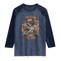 250 Years 1776 to 2026 Ultimate American Landmark Collage Raglan Shirt Liberty Bell Eagle and US Flag Semiquincentennial Patriotic